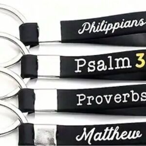 Black and Silver Keychains with Inspirational Text (2 piece)